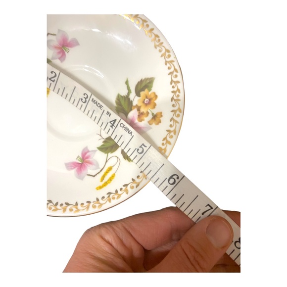 Vintage Aynsley porcelain cup & saucer, pink & yellow flowers - Picture 16 of 16